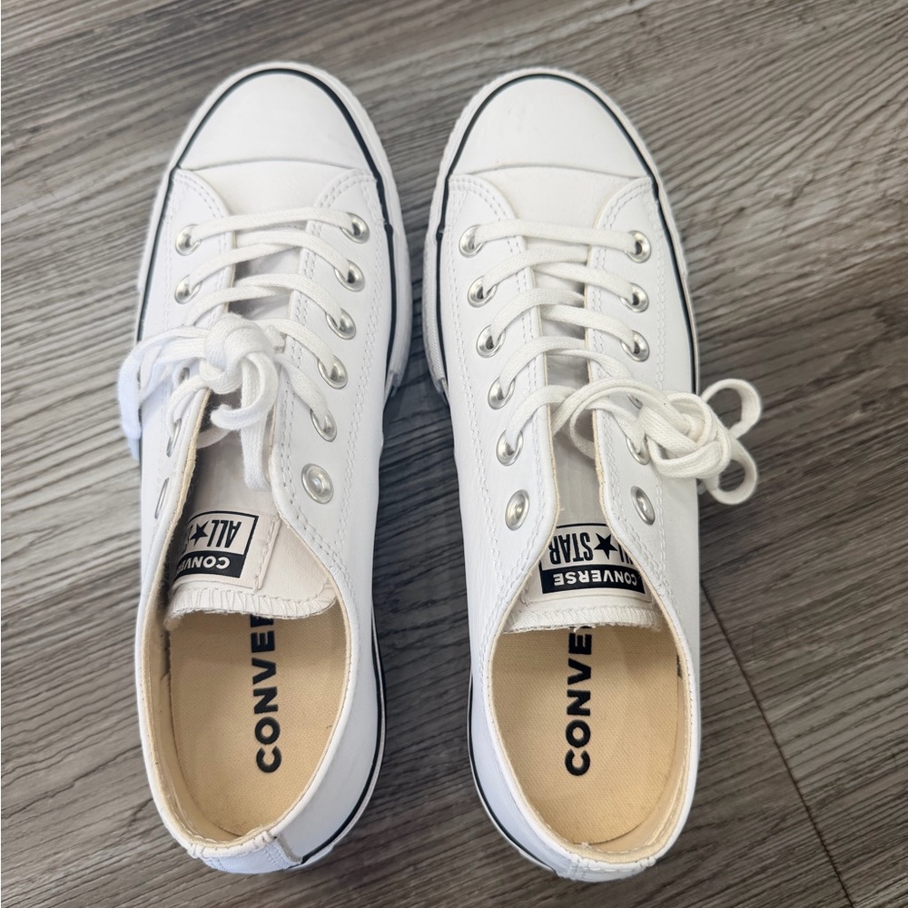 Converse White Low Top Canvas Sneakers with Black Trim
